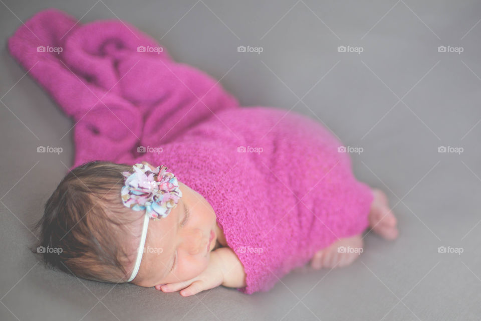 Newborn, Pink Blanket, Daughter, Baby, Girl, Bow