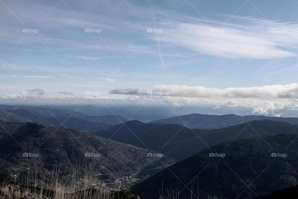 View over the mountains of the Star Mountain Range in Portugal.