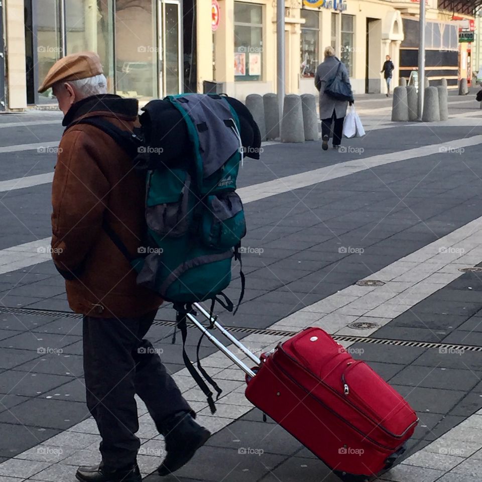 Man walking with heavy language 