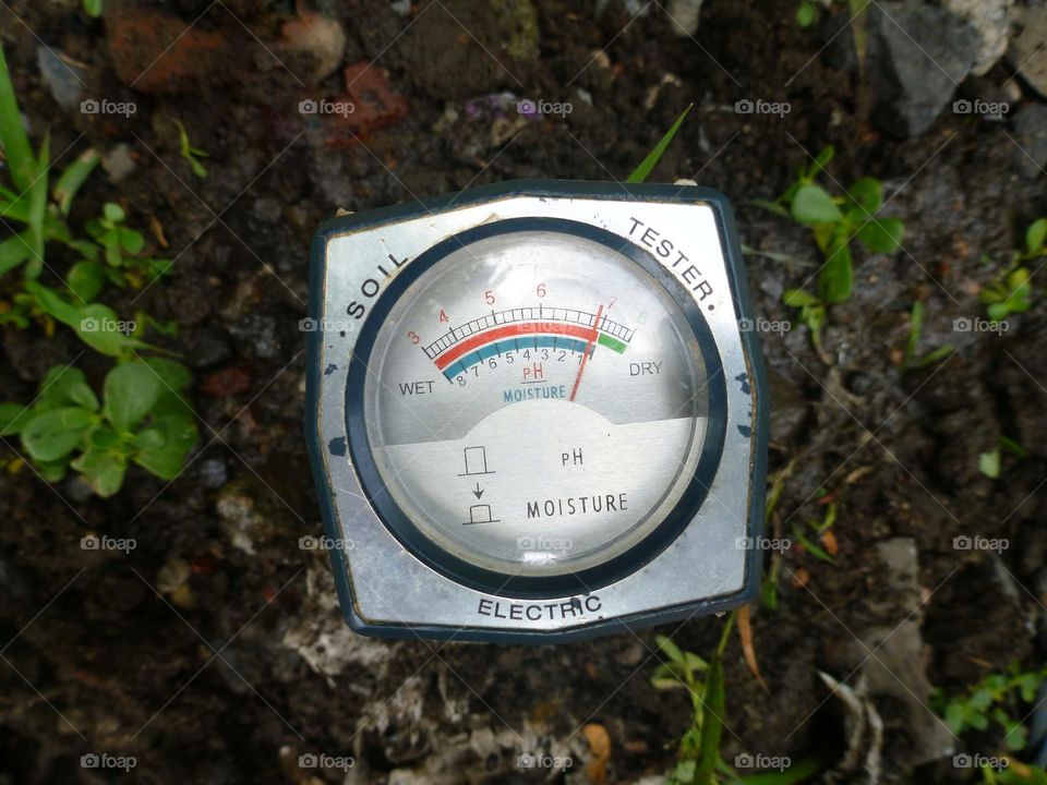 Soil tester on the ground