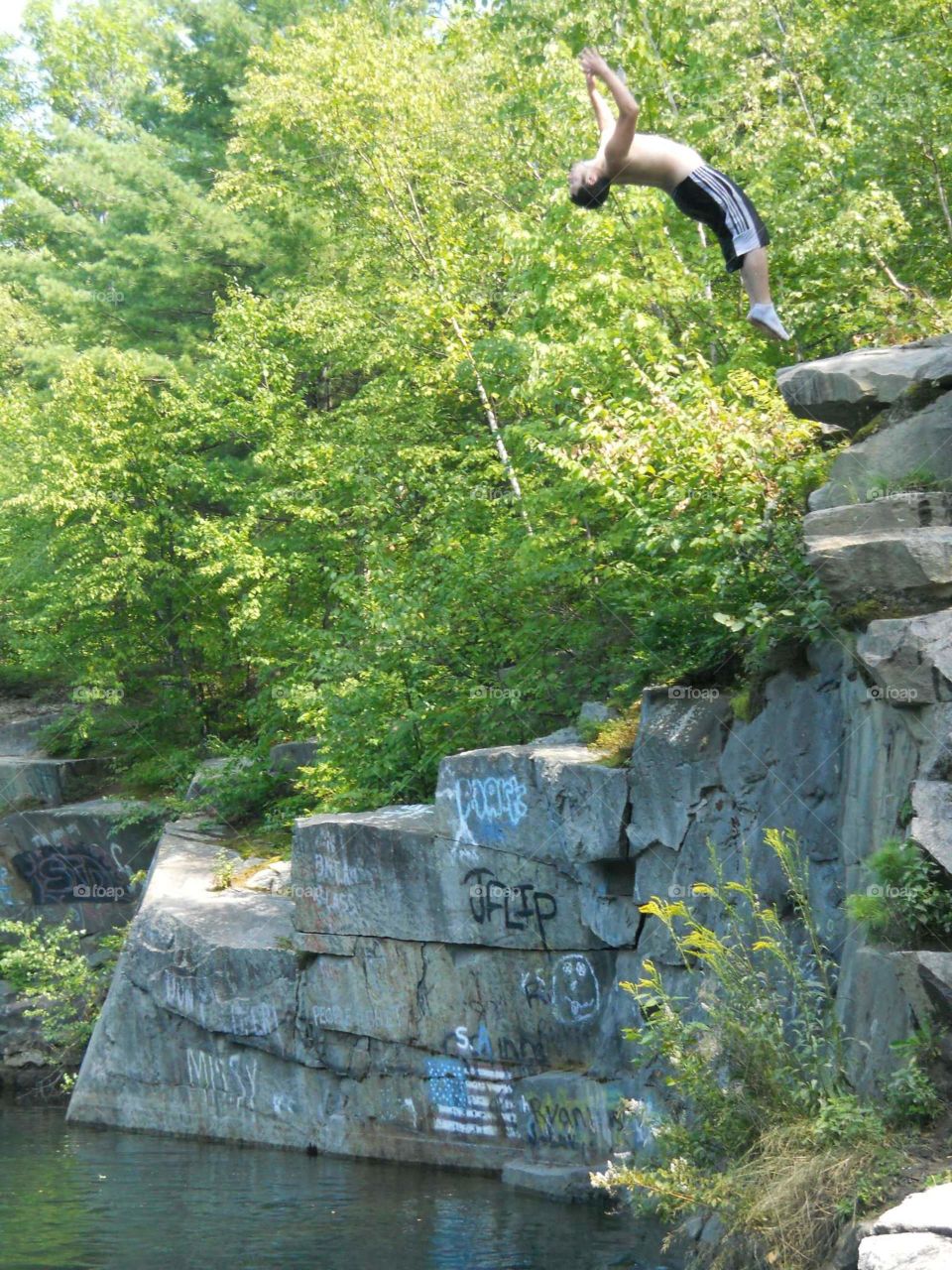 back flip off the quarry, fearless