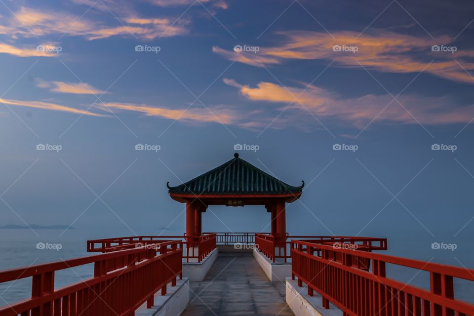 The Coastal Trail View Deck and Gazebo rest stop, at Dawn.