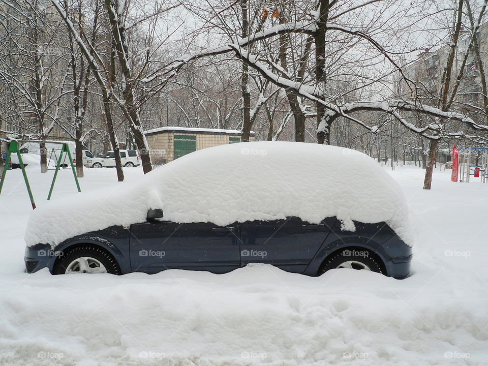 car under the snow, winter, Kiev, Ukraine