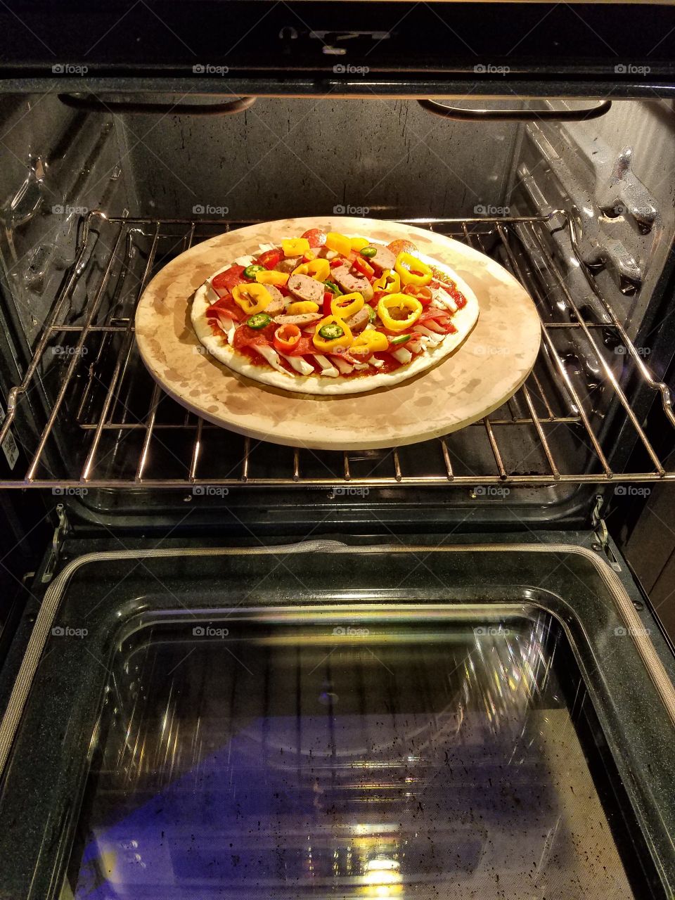 Baking pizza