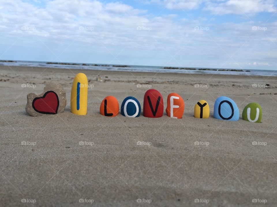 I love you, colored stones message