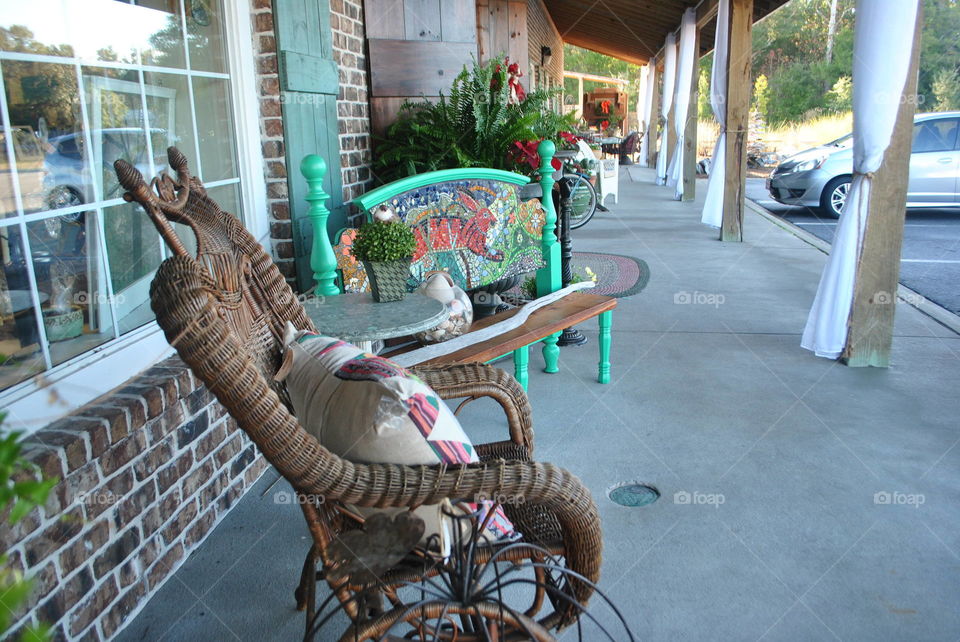 Chairs outside a store