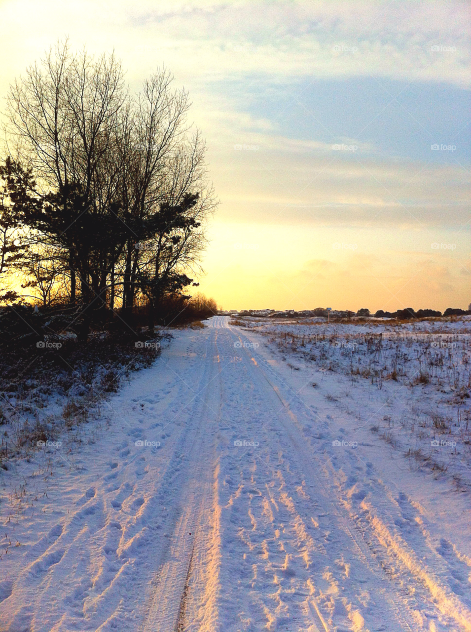 snow winter sky street by KathOnEarth