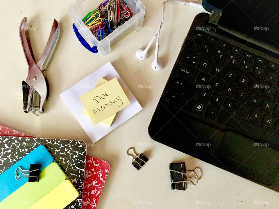 Laptop and office supplies 