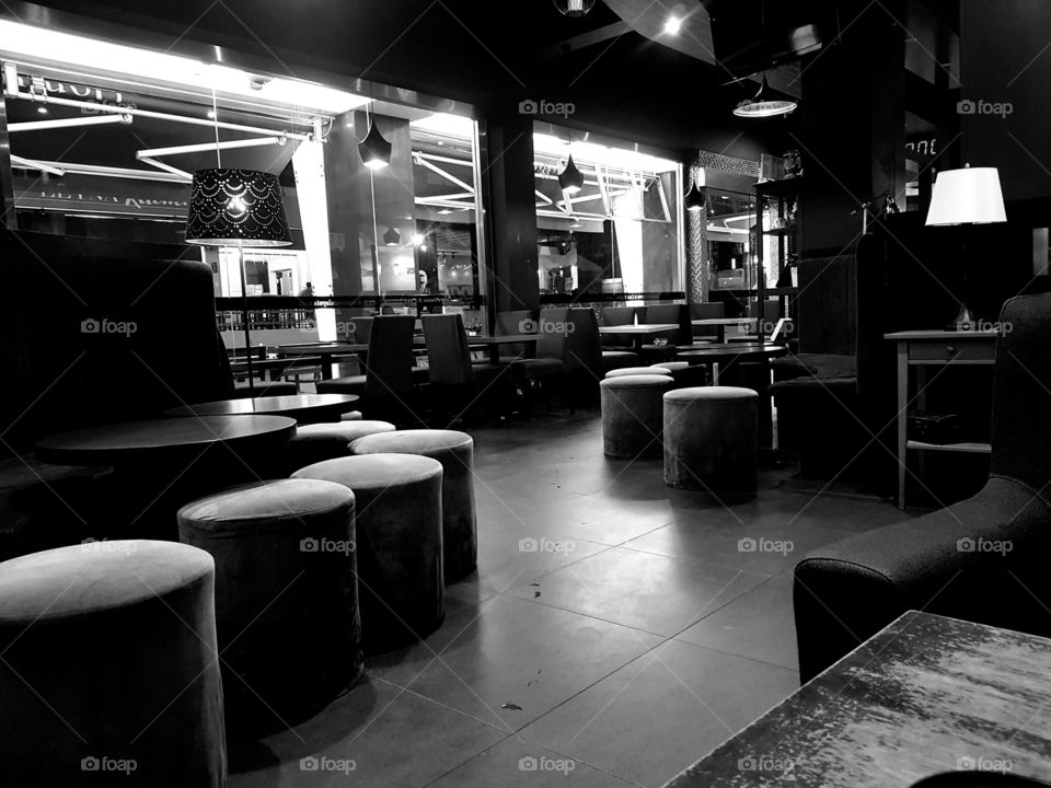 Empty Cafe at night