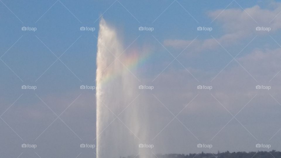 fountain and rainbow