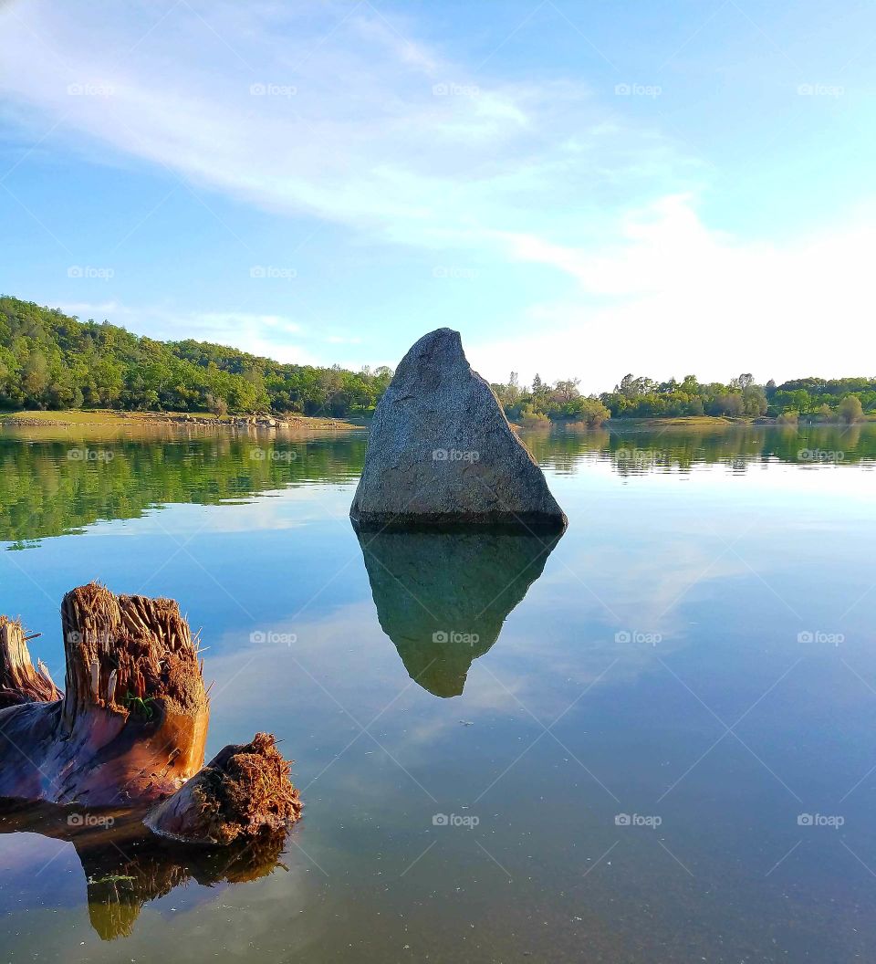 Granite shark fin at Folsom lake