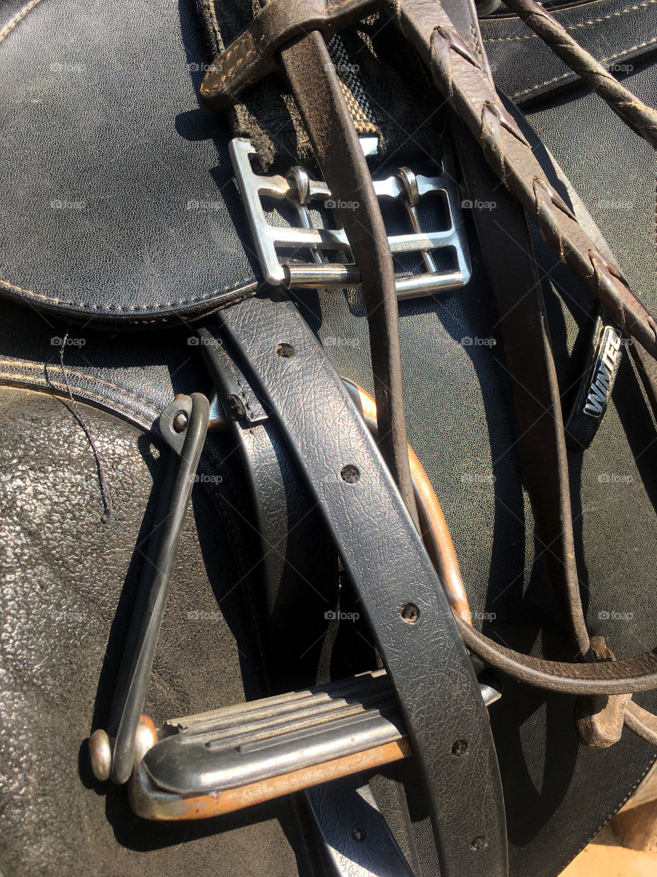 Horse saddle closeup