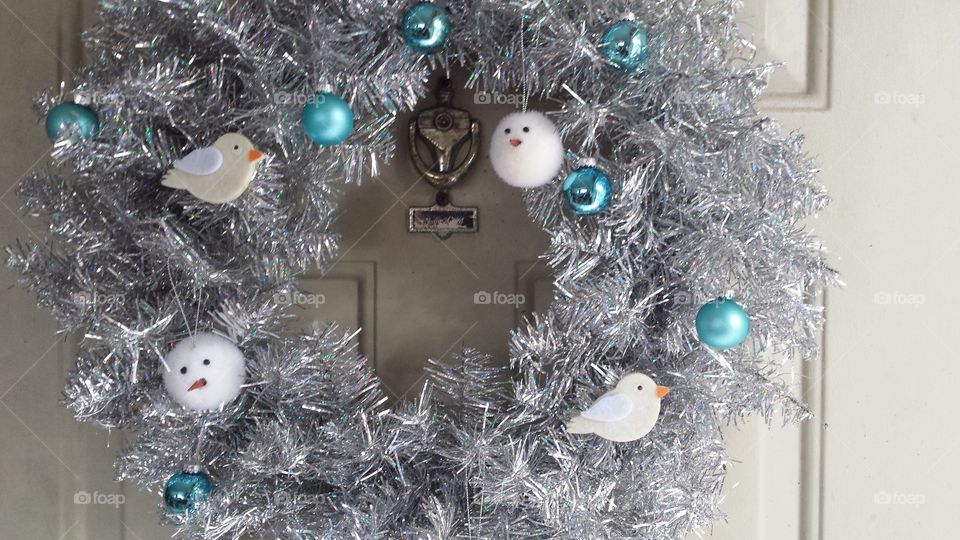 Silver Tinsel Wreath