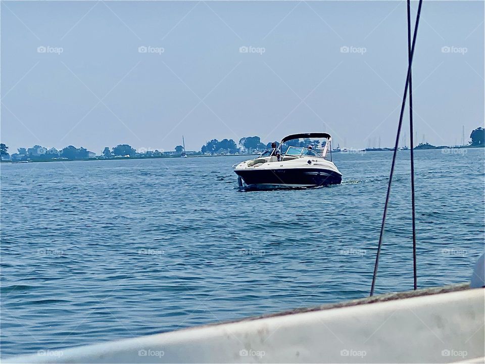 All sorts of water sports enthusiasts were encountered along the way from the “Mamaroneck” marina to “Newtown Creek” in LIC, Queens such as these two adventurers on their smaller sea vessel. 2023. Hypnotic Productions