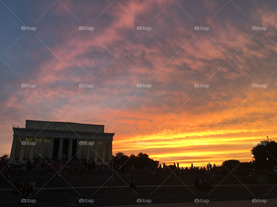 Lincoln memorial sunset