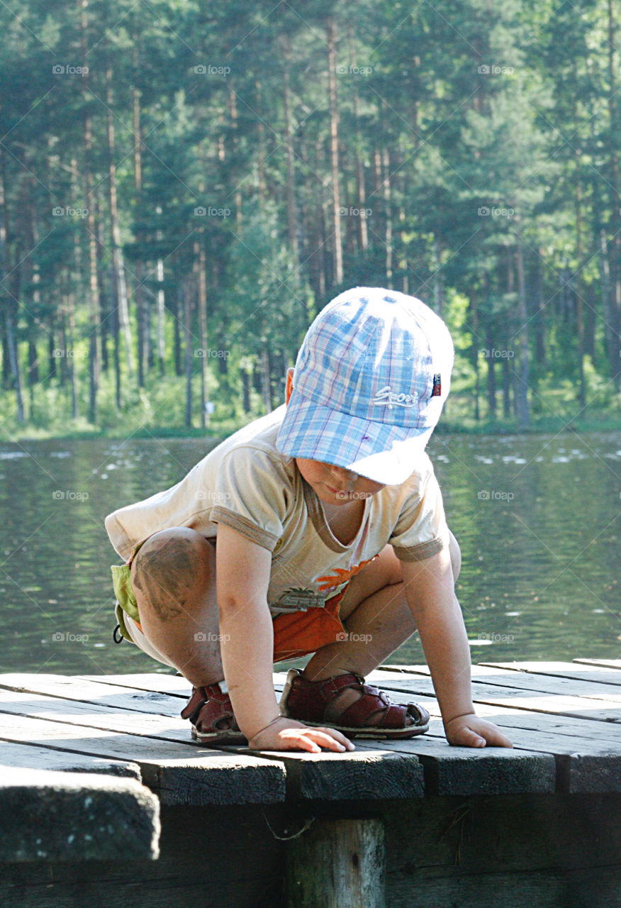 Boy and lake 