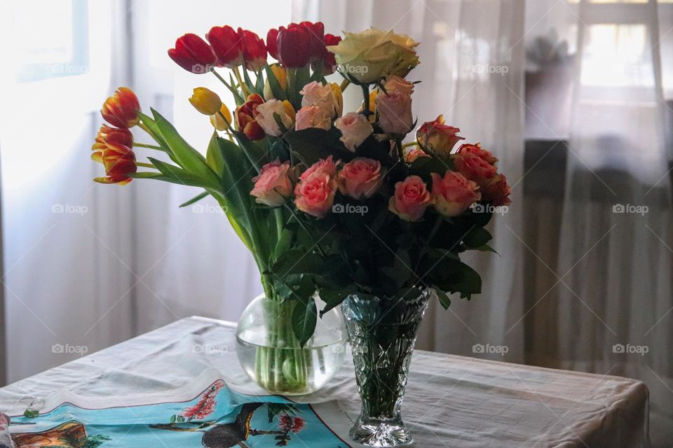 Spring floweres in a vase