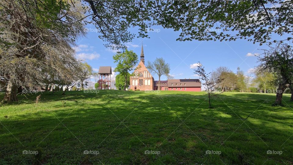 Old Poland cathedral in the spring season