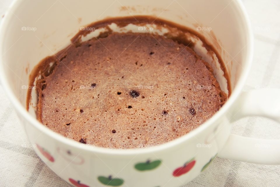 Close up to chocolate mug cake