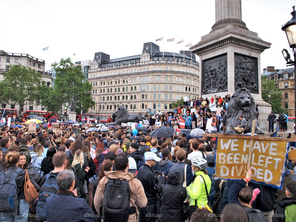 Protesters in Trafalgar Square, London
