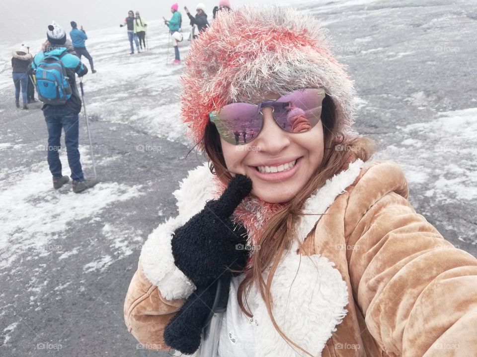 selfie on the top of the snowy