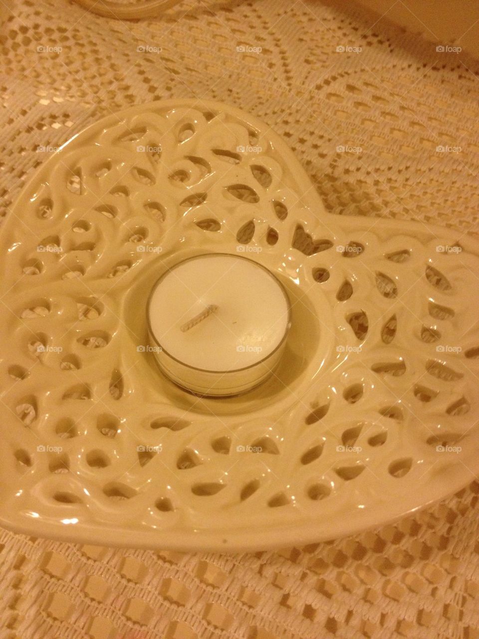 light cream ornament candle by sunnydee