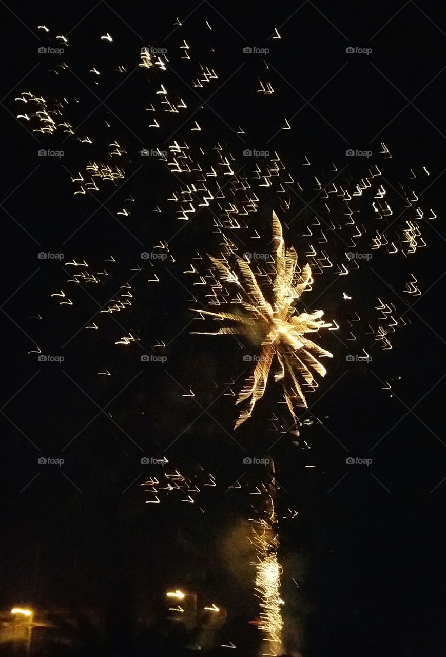 Fireworks in fast motion