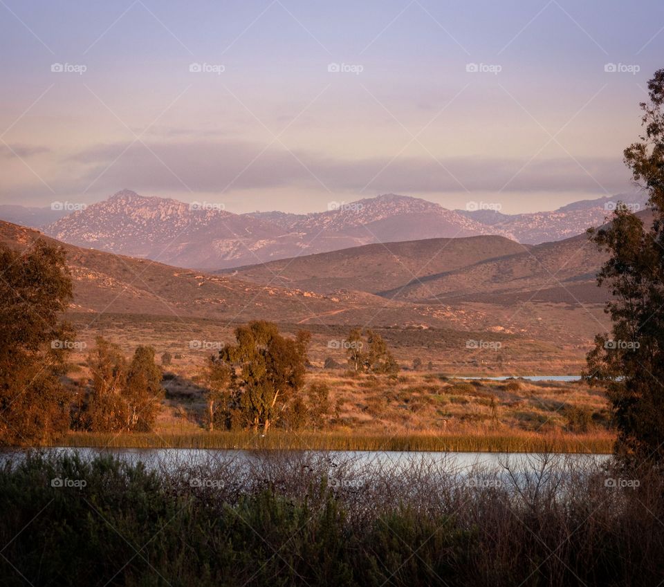 Sunset in southern California's countryside. South east San Diego.