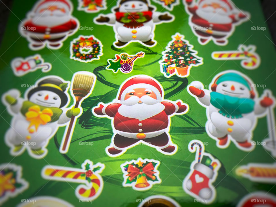 Stickers Santa clause in happy Xmas. 