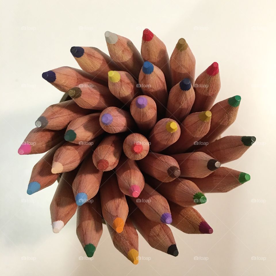 Perfectly sharpened colored pencils. 