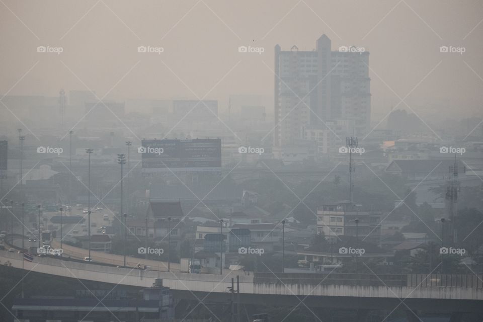 PM 2.5 dust problem in the big city look like fog