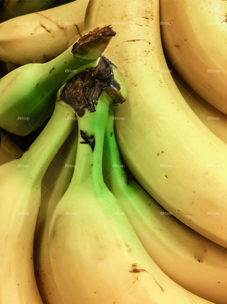 Heap of yellow bananas for sale at farmers market