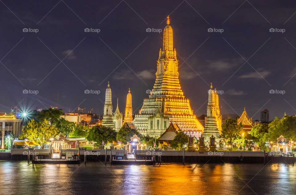 the first class royal temple Wat Arun in Bangkok Thailand Southeast Asia in the Night Time