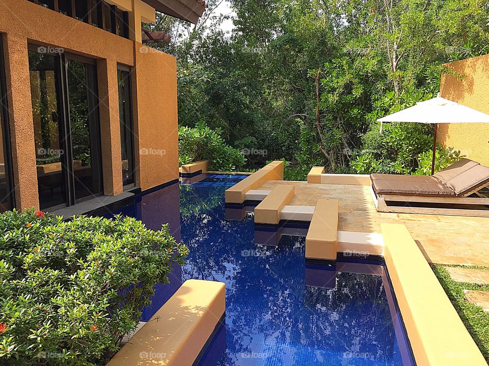 Hotel, Swimming Pool, Dug Out Pool, No Person, Patio