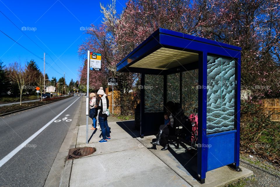 Bus station in Seattle Washington USA 