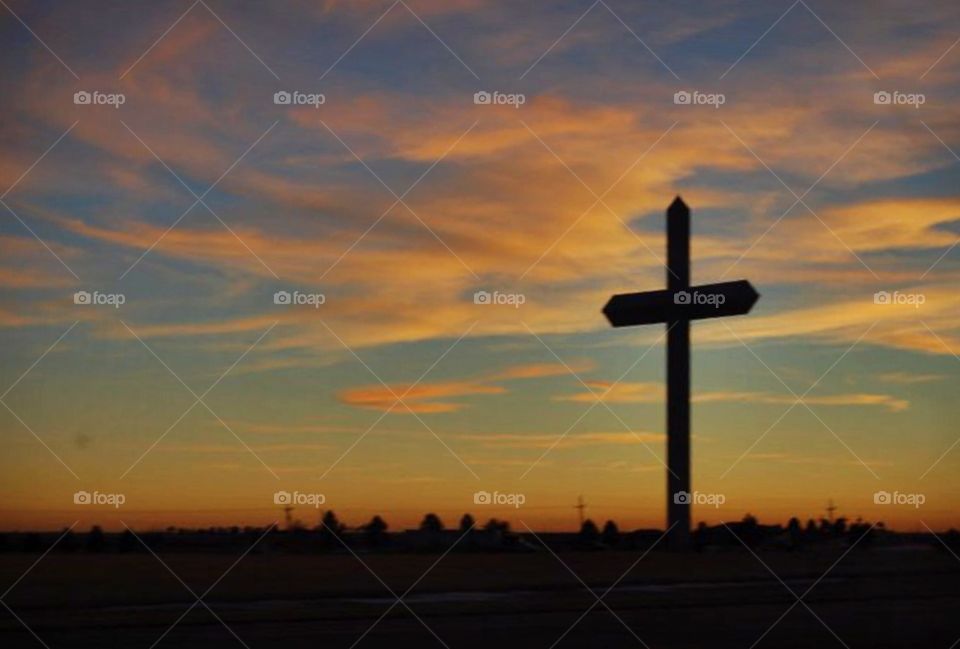 Cross, Sunset, No Person, Backlit, Sun