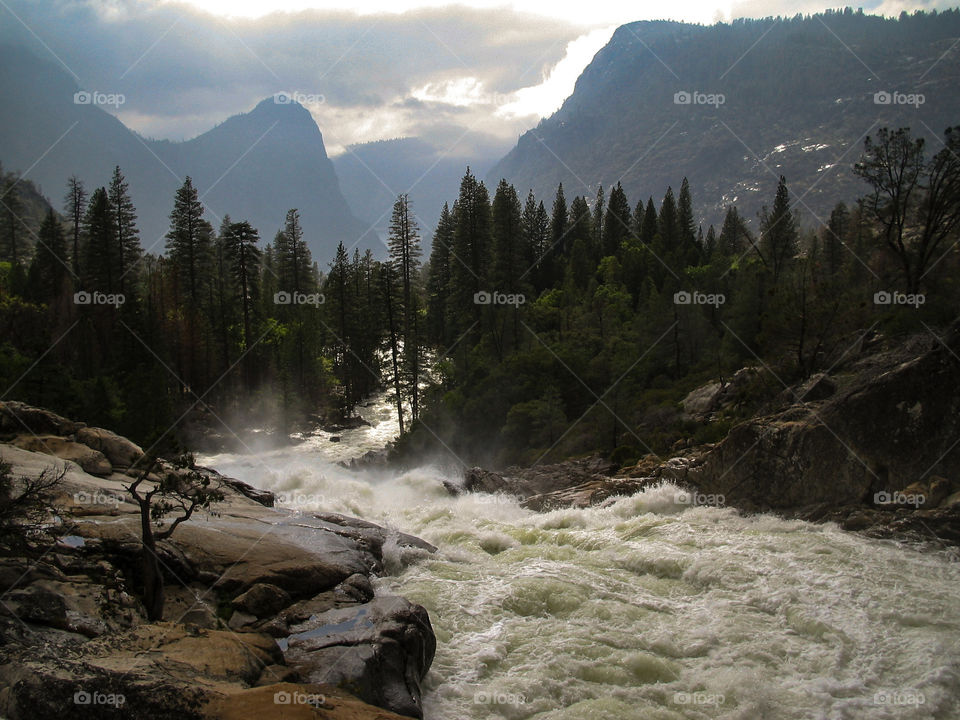 Epic view of part of Rancheria Falls, Hetch Hetchy, Yosemite National Park.