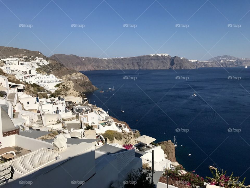 Cliff hanging architecture of Santorini