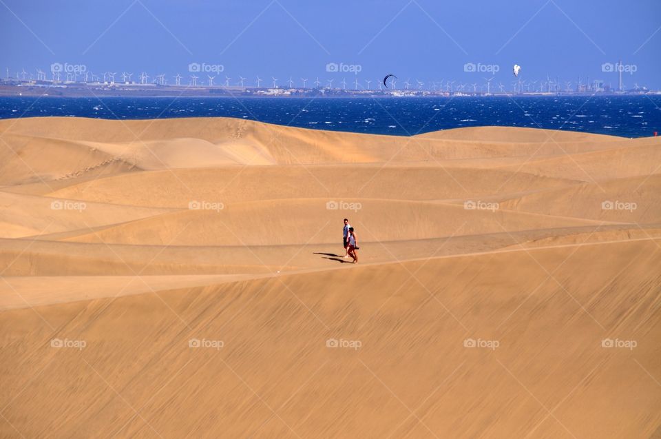 sandy dunes of maspalomas. gran canaria Canary Island in Spain. the Atlantic Ocean coast