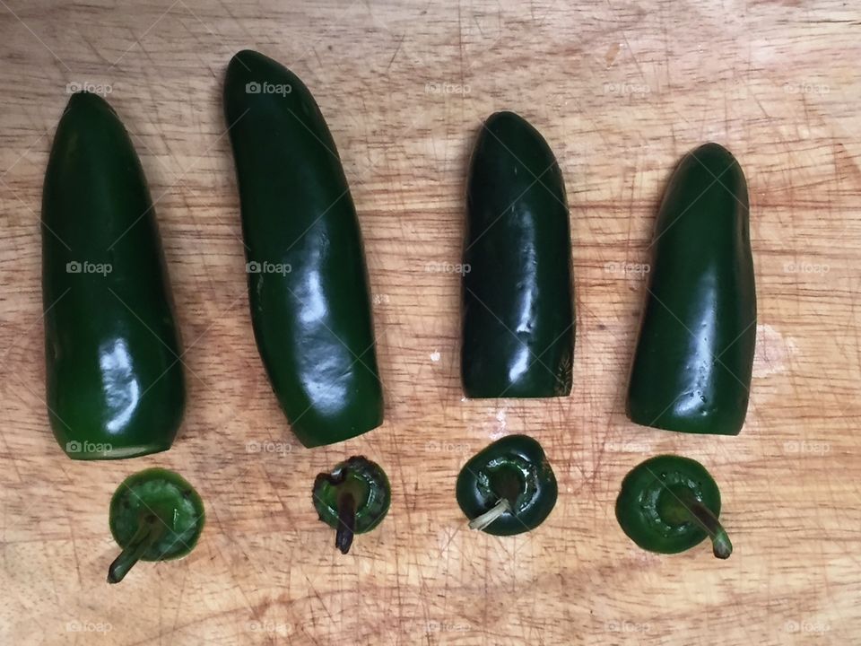 High angle view of green chilly pepper