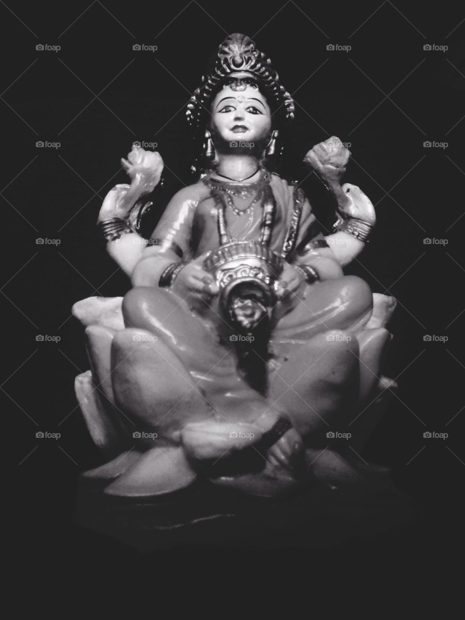 good art,Statue of Goddess,Goddess of Wealth Laxmiji,Idol of Hindu Goddess,Beautiful Statue of Goddess Lakshmi,Black and White Statue of Maa Lakshmi,Idol of Revered Goddess,Adorable Goddess,Black and White Image of Statue of Goddess Lakshmi