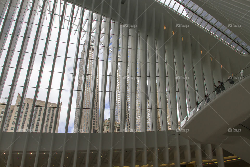 View through the windows of the wtc train station 