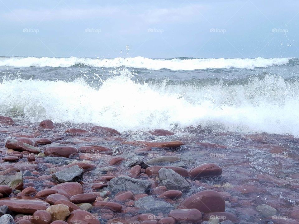 pounding lake waves