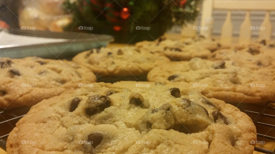 holiday baking. Some decadent holiday chocolate chip cookies...