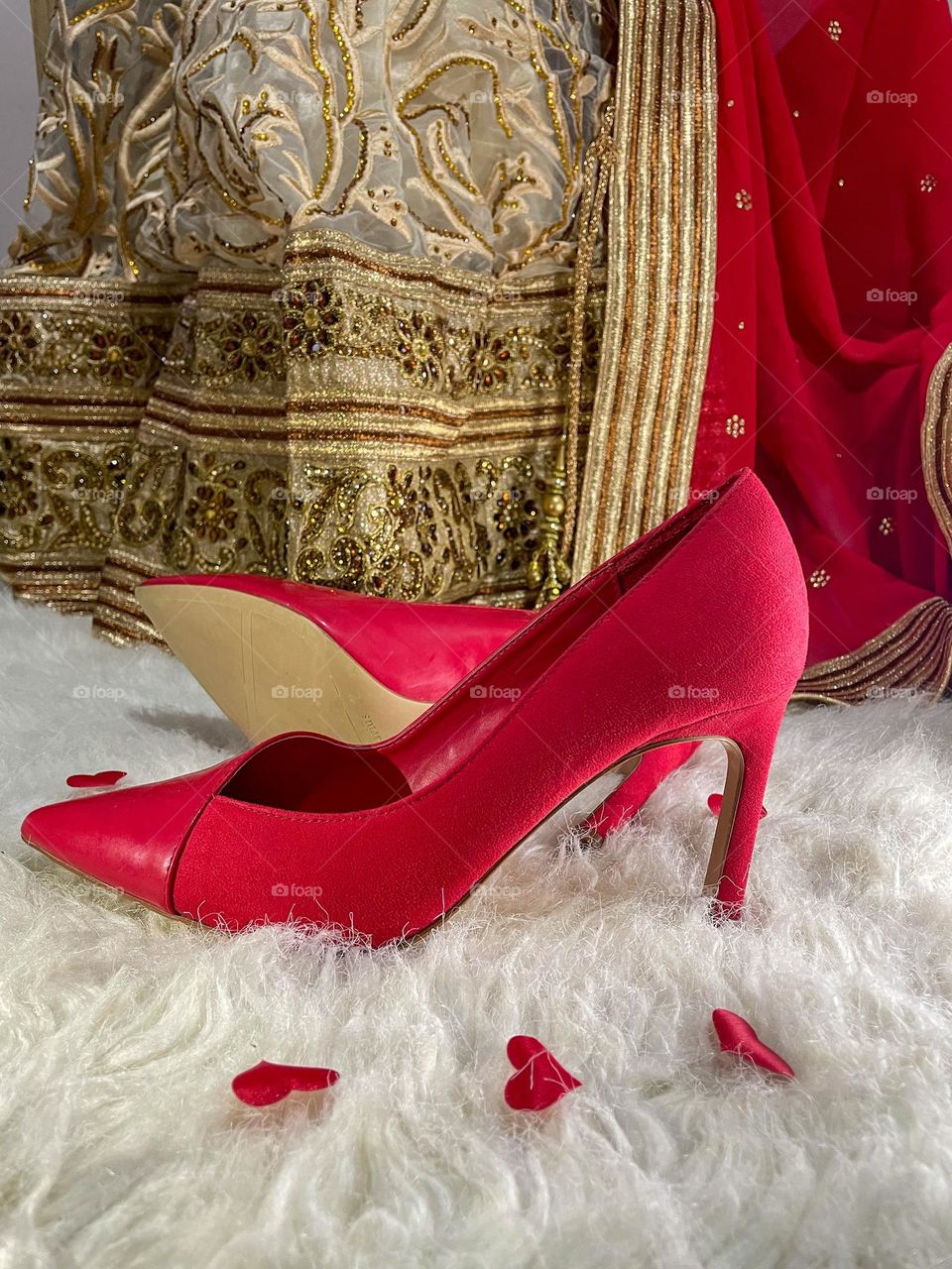 Pretty red shoes for the Indian dress. 