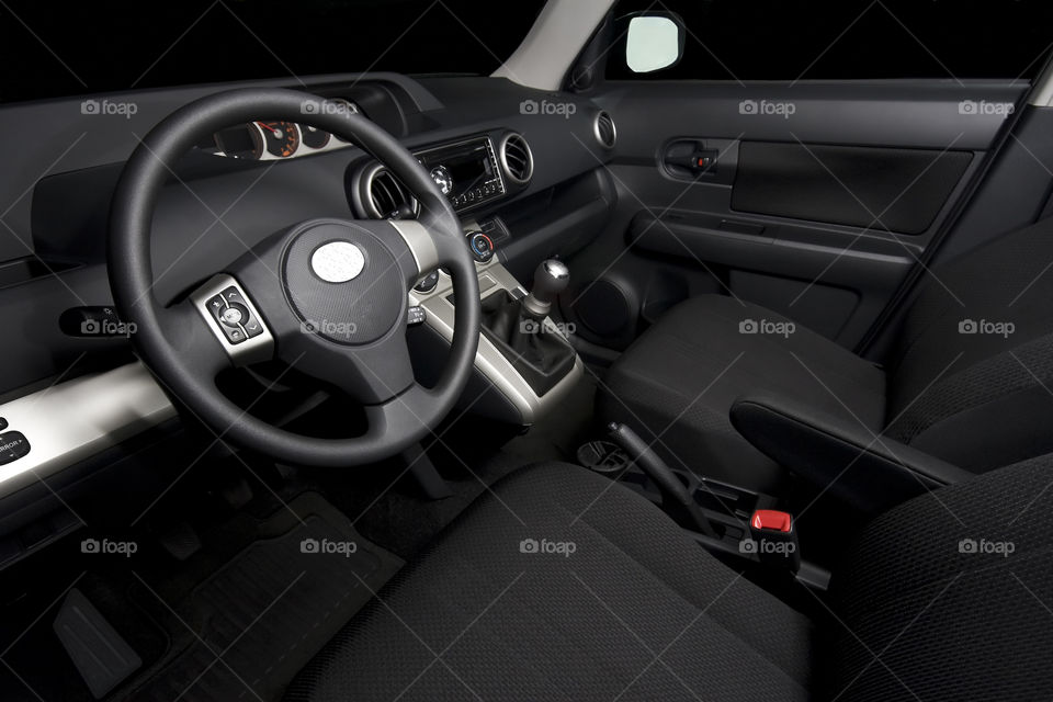 Black interior of new sedan 