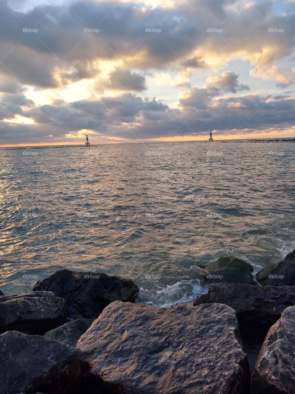 Unfiltered beautiful beach sunset at the lake