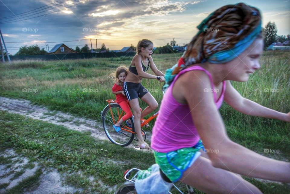 VibesSummer vibes Kids on the countryside riding bikes