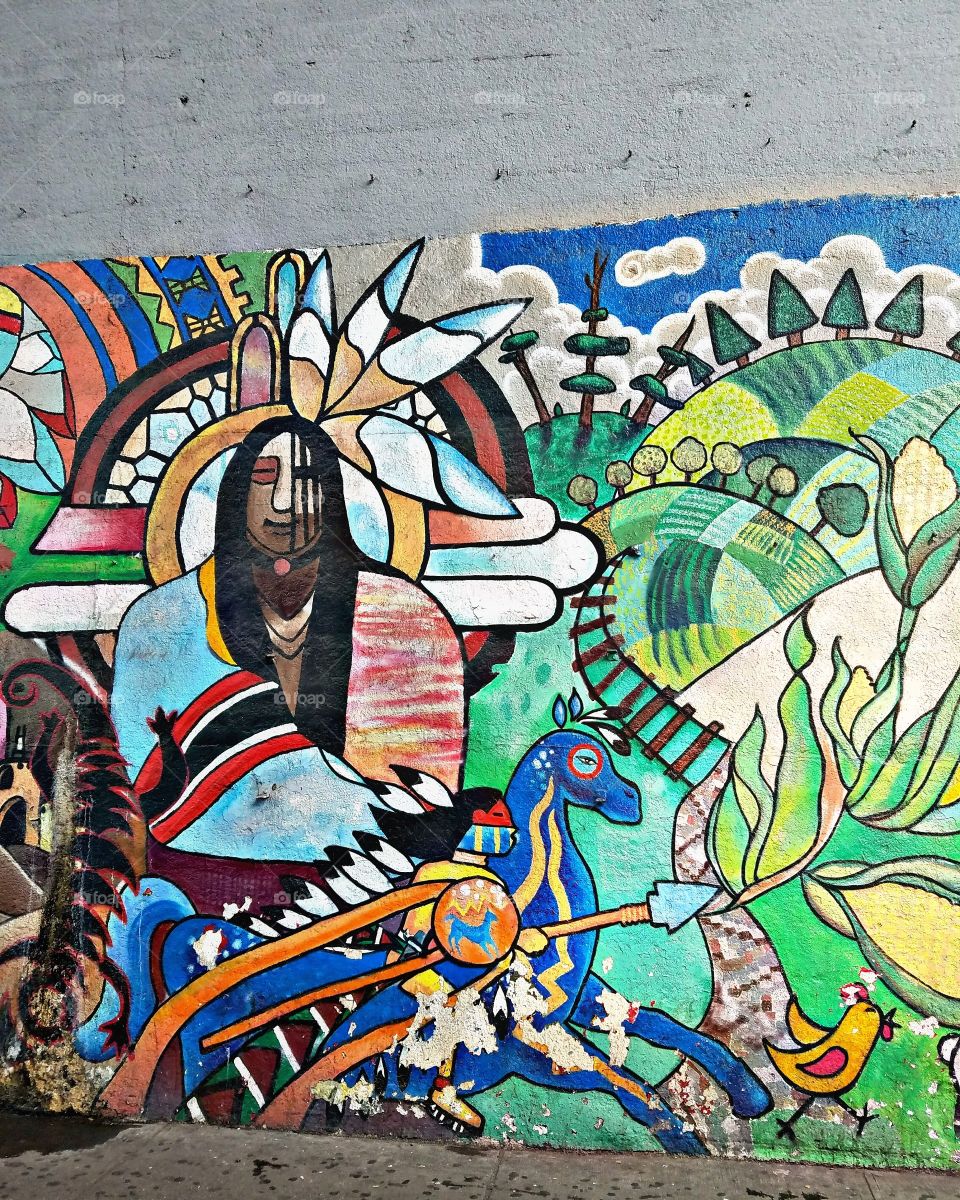 New York City - August 2017 - Taken on Android Phone - Galaxy S7 - Native American Street Art in Astoria Queens