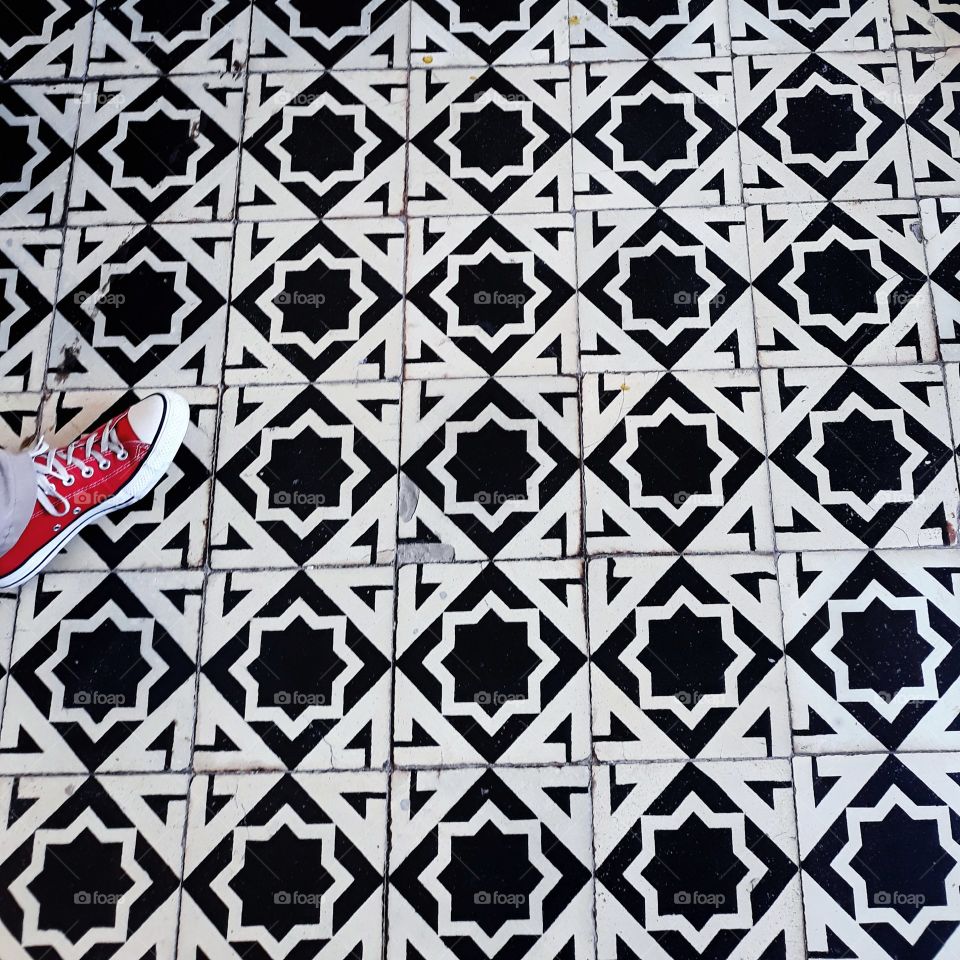 Red shoe on the floor